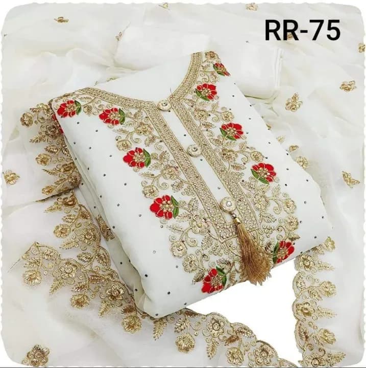 Unstitched Afsan & Screen Print Three-Piece Salwar Kameez