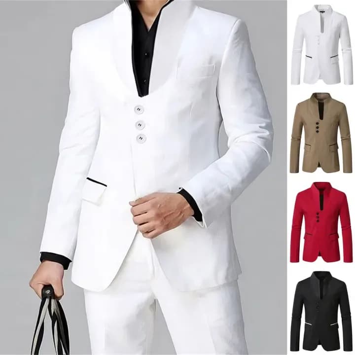 Dating Metting Jacket Top Fashion White Man Suit Men's Business Suit Blazer Single Breasted